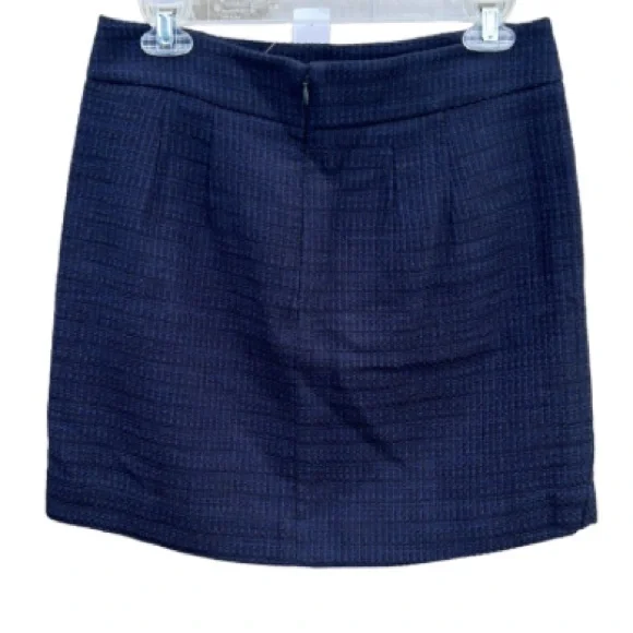NWT LOFT Navy Blue Woven Sweater Skirt Size 4 Pockets Tweed Career Office - Picture 5 of 16